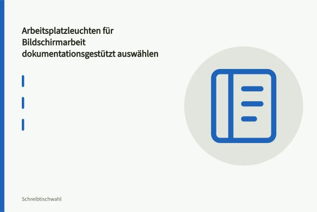 Arbeitsplatzleuchte mit Direkt-Indirektlicht beleuchtet 600 mm x 600 mm Teilfläche. Arbeitsplatzleuchten für Bildschirmarbeit dokumentationsgestützt auswählen