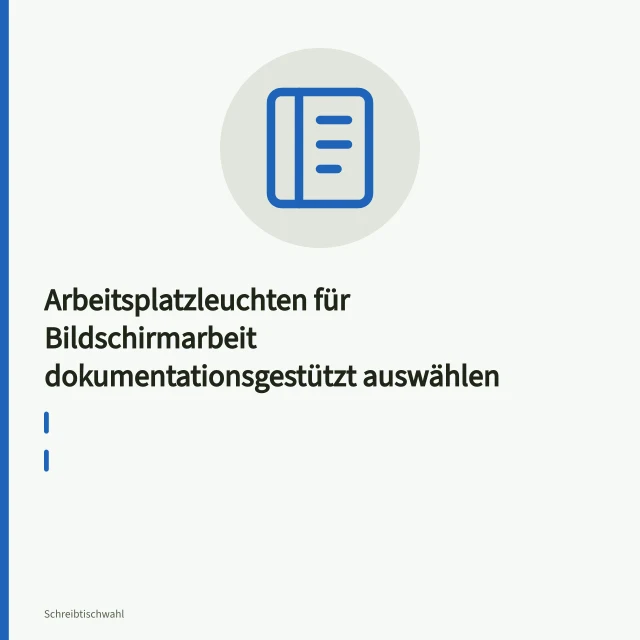 Arbeitsplatzleuchte mit Direkt-Indirektlicht beleuchtet 600 mm x 600 mm Teilfläche. Arbeitsplatzleuchten für Bildschirmarbeit dokumentationsgestützt auswählen