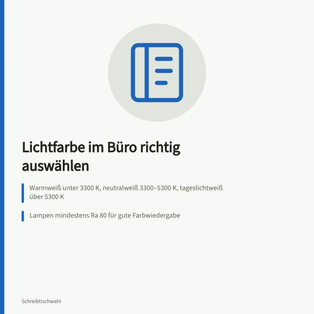 Lichtfarbe im Büro: Kelvin, Farbwiedergabe und Lampencode 840. Lichtfarbe im Büro nach Wirkung, Kelvin und Farbwiedergabe auswählen